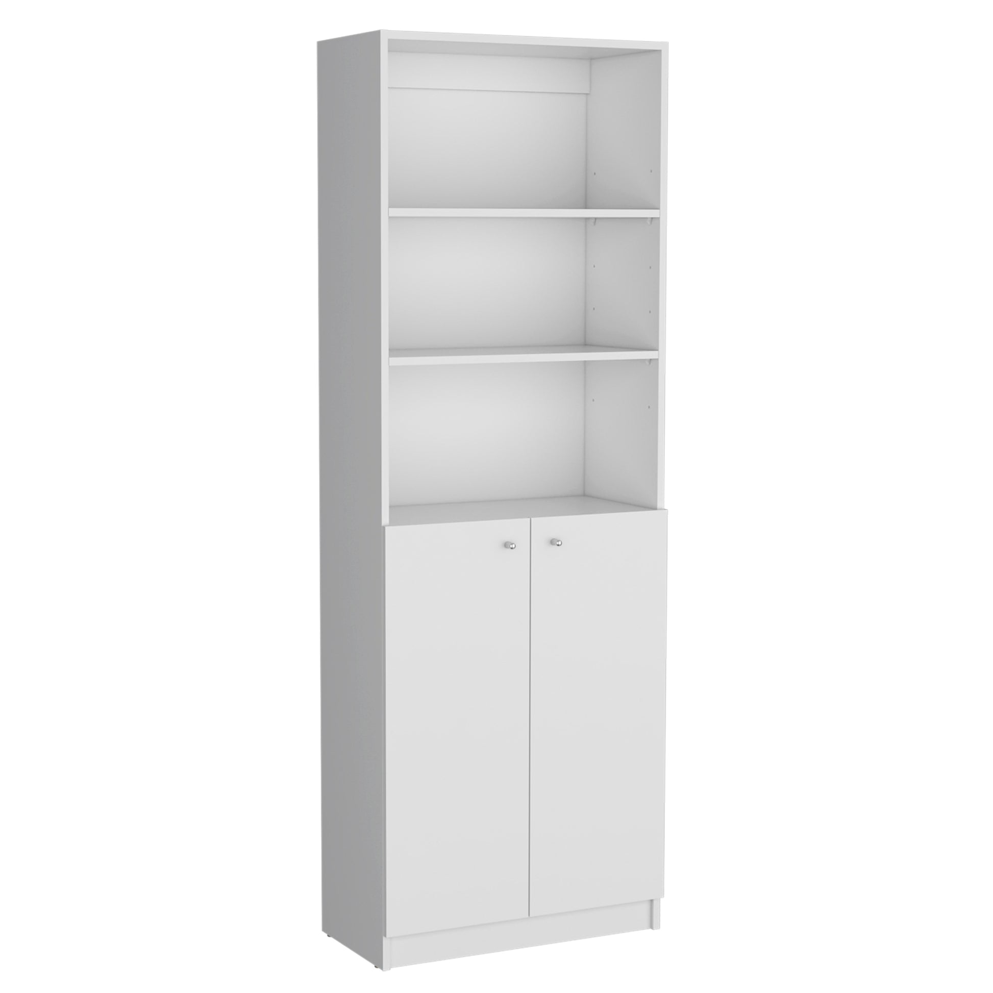 Acres 3 Piece Home Bookcase Set, 67" Wide With 11 Shelves And Two Double Door Cabinetliving Room Set White Freestanding 5 Or More Shelves White Open Storage Space Modern Particle Board