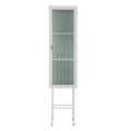 Retro Style Freestanding Metal Tall Display Cupboard With Glass Door And Three Detachable Shelves For Office, Living Room, Kitchen Console Sideboard,Bedside Entryway White Old Sku:W68751717 Cream White Steel