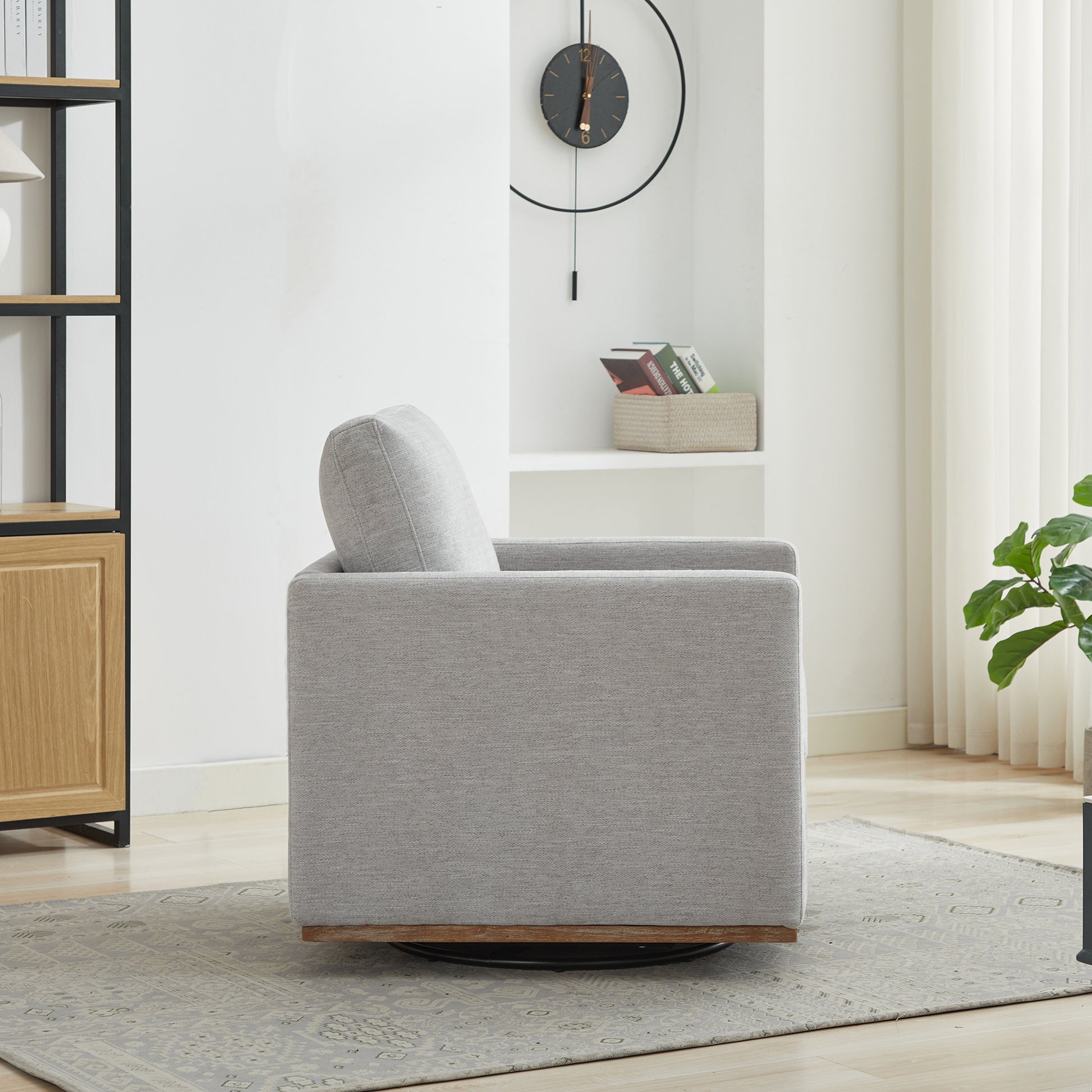 30.7"W Square Upholstered Swivel Accent Chair And Comfy Accent Single Sofa Chair, 360 Degree Club Chair, Lounge Armchair For Living Room Bedroom Apartment Nursery. Light Gray Light Gray Chenille