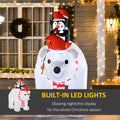 Homcom 7 Ft Polar Bear And Penguins Christmas Inflatable, Led Lighted Outdoor Holiday Blow Up Yard Decoration White Polyester