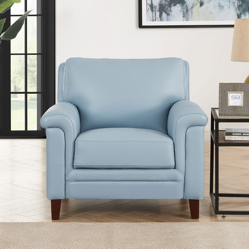 Westcott Leather Chair Blue Memory Foam Genuine Leather