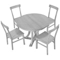 5 Piece Rustic Round Pedestal Extendable Dining Table Set With 15.7