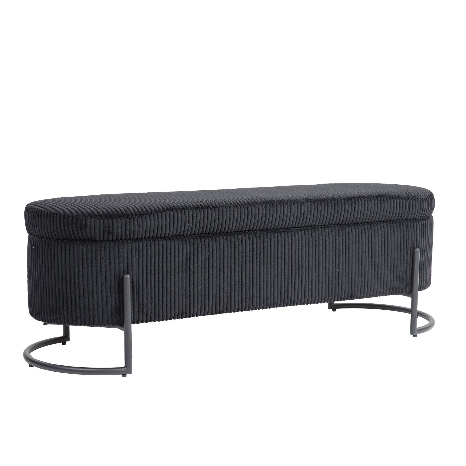 Coolmore Storage Ottoman,Bedroom End Bench,Upholstered Fabric Storage Ottoman With Safety Hinge, Entryway Padded Footstool, Ottoman Bench For Living Room & Bedroom Black Foam Velvet