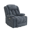 Blue Power Lift Recliner With Heating And Massage Blue Chenille Power Remote Metal Primary Living Space Tight Back Push Button Pillow Top Arms Chenille