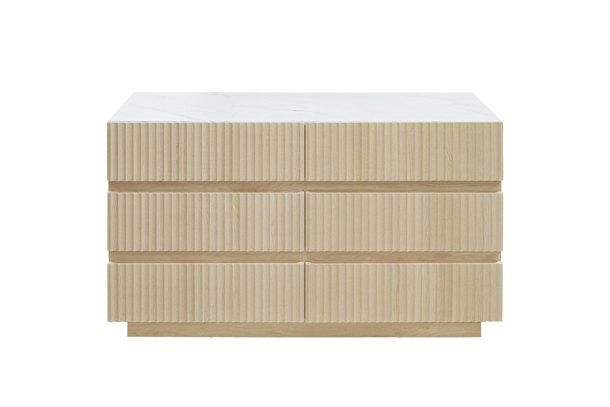 Fluted 6 Drawers Dresser ,Double Dresser Chest Of Drawers, 47.24" Modern Chest Of Drawers With Led ,Drawer Organizer For Bedroom, Living Room, Hallway Natural Primary Living Space Modern Particle