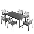 Outdoor Dining Set, Dining Chair Set Of 6 Aluminum Dining Table, Gray Black Black Grey Aluminum