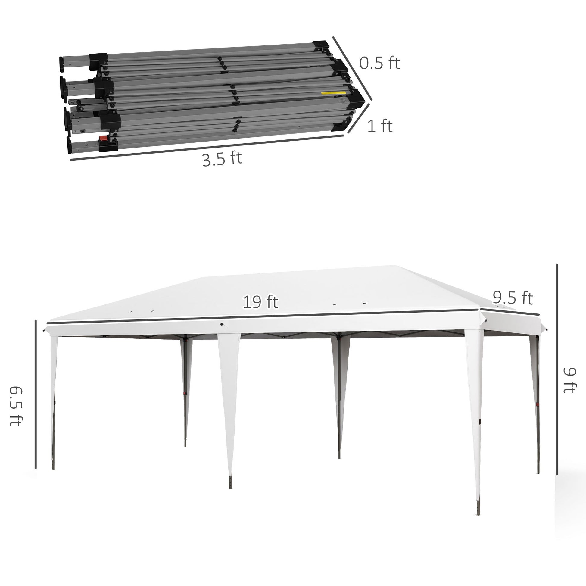 Outsunny 10' X 19.2' Pop Up Canopy Tent, Heavy Duty Tent For Parties, Outdoor Instant Gazebo Sun Shade Shelter With Carry Bag For Catering, Events, Wedding, Backyard Bbq, White White Steel