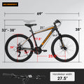 A26322 26 Inch Mountain Bike Adult Aluminum Frame Shock Absorbing Front Fork Bike 21 Speed Disc Brake Mountain Bike Black Orange Aluminium