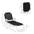 Outsunny Folding Chaise Lounge, Outdoor Sun Tanning Chair, 4 Position Reclining Back, Armrests, Metal Frame And Mesh Fabric For Beach, Yard, Patio, Black Black Metal