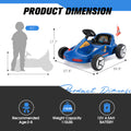 12V Kids Ride On Go Kart, Electric 4 Wheeler Car With Remote Control, Cushioned Seat, Led Lights, Mp3 Music, Bluetooth, Pedal Control, Battery Powered Vehicle For 3 8 Years Old, Blue Blue Polypropylene