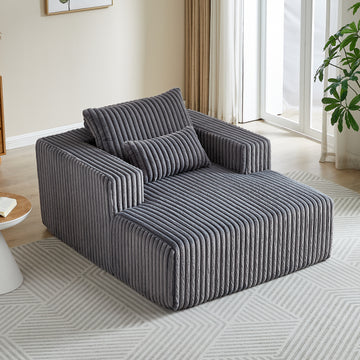 62.5 Inch Corduroy Sponge Sofa Lounge Chair,No Assembly Required,Fluffy Modern Sleeper Chair For Indoor Living Room Bedroom Grey Foam Corduroy 1 Seat