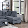 Contemporary Dark Gray 3Pc Sectional Set Corduroy Upholstered Laf Sofa Raf Chaise Ottoman L Sectional Living Room Furniture Dark Gray Primary Living Space Cushion Back Contemporary,Modern L Shaped Rubberwood Corduroy 6 Seat