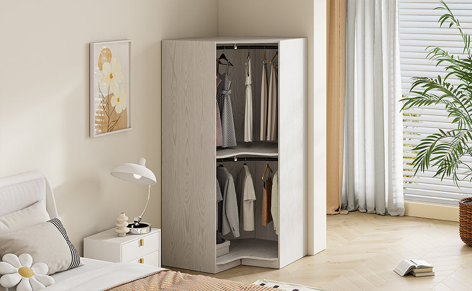 Polygon Corner Wardrobe, Natural Natural Particle Board