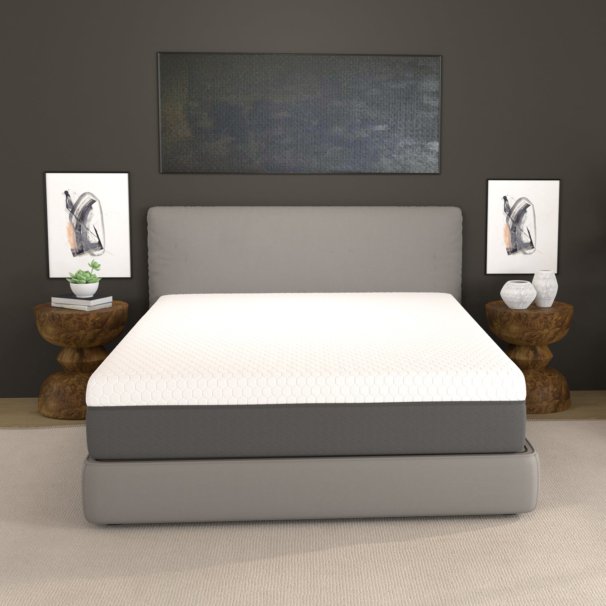 12" Zoned Comfort Regions With Cooling Cover, Gel Swirl Memory Foam And Air Grid Queen White Foam Queen