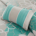 Printed Cotton Sateen Comforter Set Aqua King King Aqua Cotton