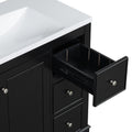 Contemporary Black Bathroom Vanity Cabinet 36X18X34 Inches, 4 Drawers & 1 Cabinet Door, Multipurpose Storage, Resin Integrated Sink, Adjustable Shelves, Solid Wood Frame With Mdf Black Bathroom