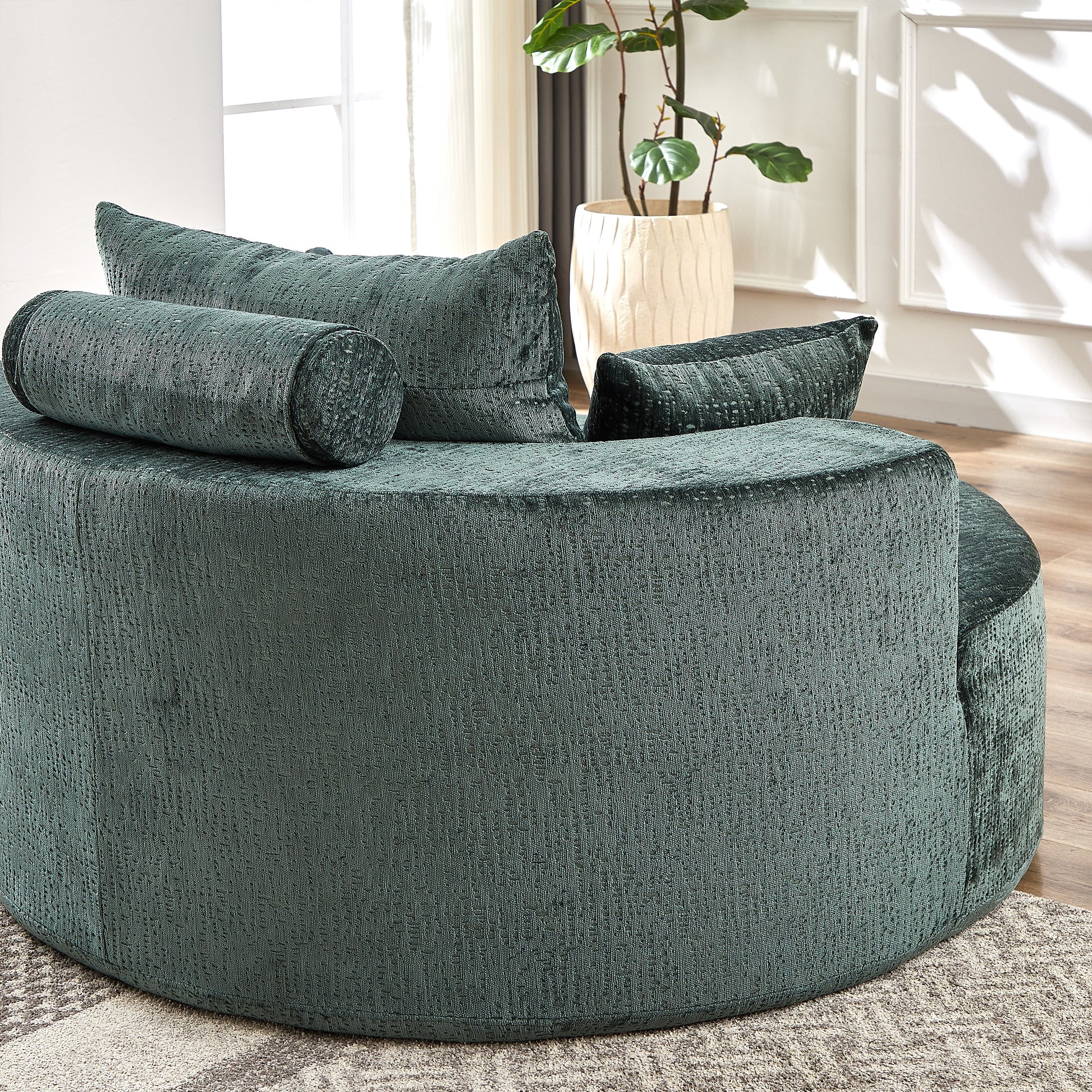 55''L Chenille Sponge Single Sofa,No Assembly Required,Fluffy Modern Sleeper Chair For Living Room, Bedroom, Lounge And Projection Room Not A Swivel Chair. Green Foam Chenille 1 Seat