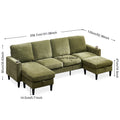 Chenille Sectional Sofa, U Shaped Sofa Couch With High Density Memory Foam, 4 Seat Comfy Modular Sofa Couch For Living Room, Modern U Shaped Sectional Sofa,U Shaped Green Green Chenille Metal