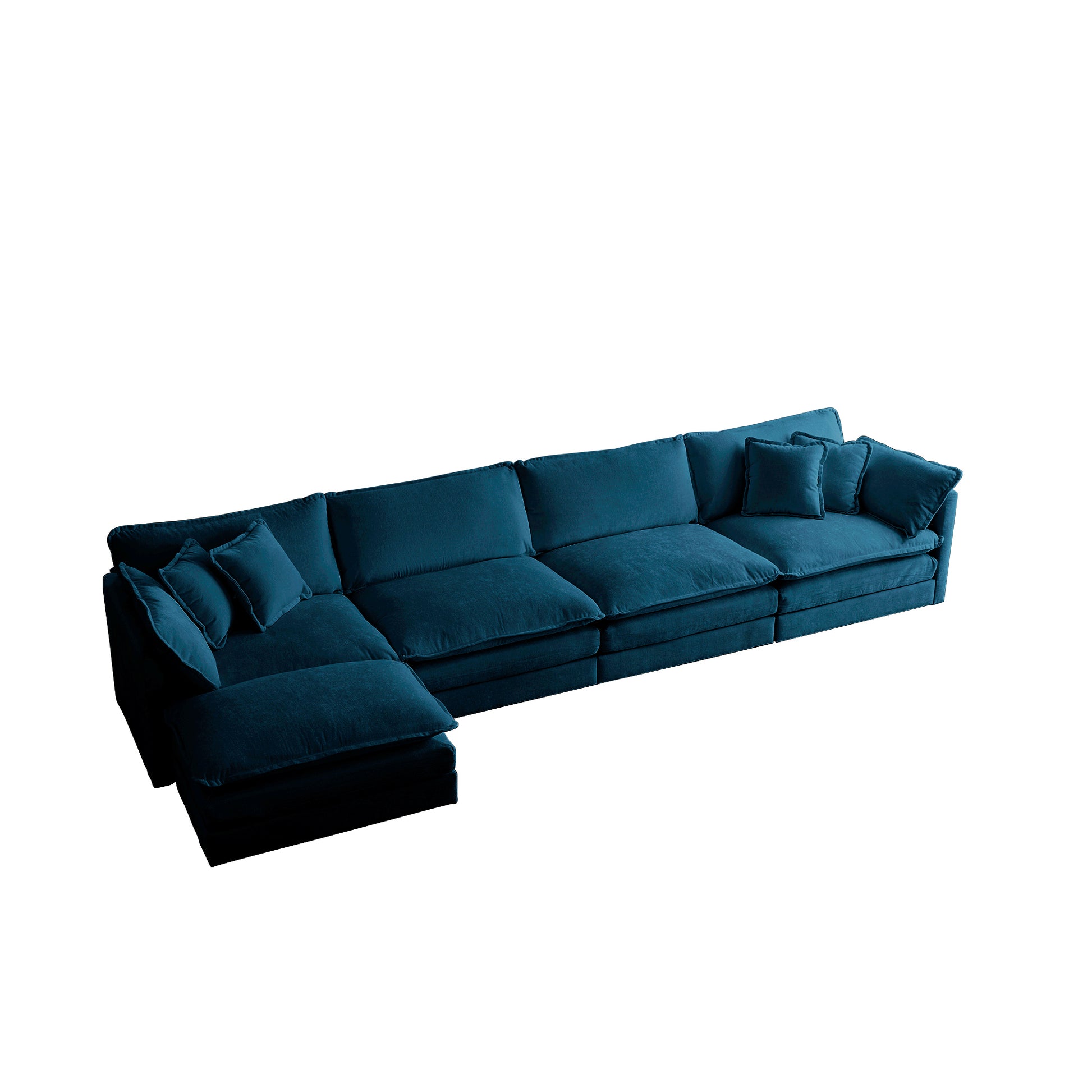 Modular Sectional Sofa For Living Room,U Shaped Couch 5 Seater Convertible Sectional Couch With 1 Ottoman ,Blue Chenille Blue Chenille 4 Seat