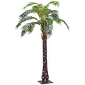 Outsunny 5' Artificial Lighted Palm Tree With 3 Coconuts, 200 Led Light, Color Changing Light Up Tropical Palm Tree With Remote For Indoor, Outdoor, Pool, Party D Cor Green Plastic