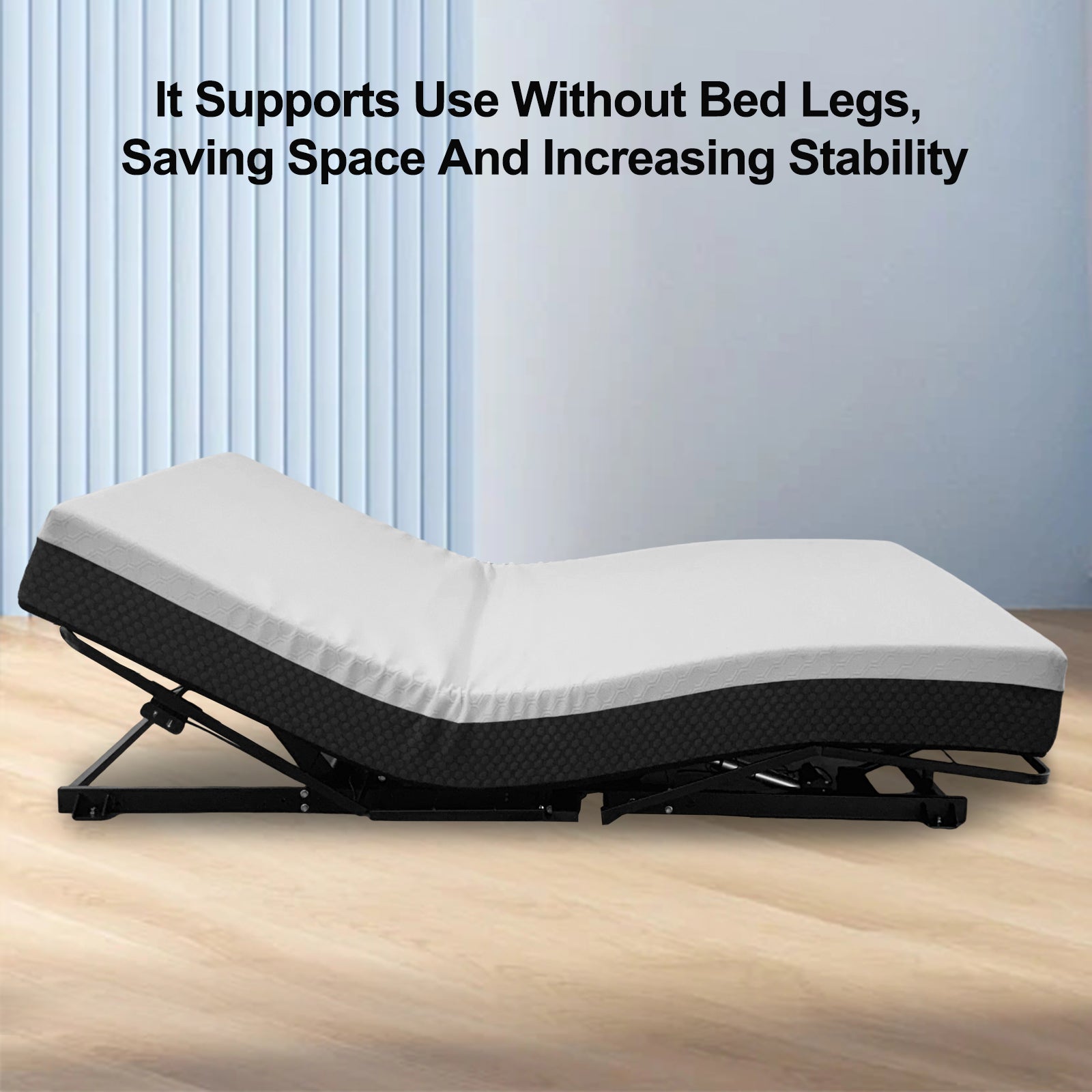 Zero Clearance Adjustable Bed Base Frame Head And Foot Incline Quiet Motor Queen Size Zero Gravity, Dual Usb A C Ports Queen Black Metal Bedroom Classic,Modern Adjustable Bedbase Steel