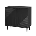 Mirod Modern Minimalist Side Cabinet With Adjustable Shelves ,Stylish Geometric Door Design,Ample Storage Space For Any Home Decor Black Mdf