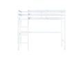 Twin High Loft Bed, Rubber Wood Loft Bed With Safety Guardrail, Built In Desk, Ladder,White Twin White Rubber Wood