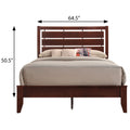 Brown Cherry Queen Sleigh Bed Box Spring Required Queen Cherry Wood Brown Bedroom Contemporary Panel Wood