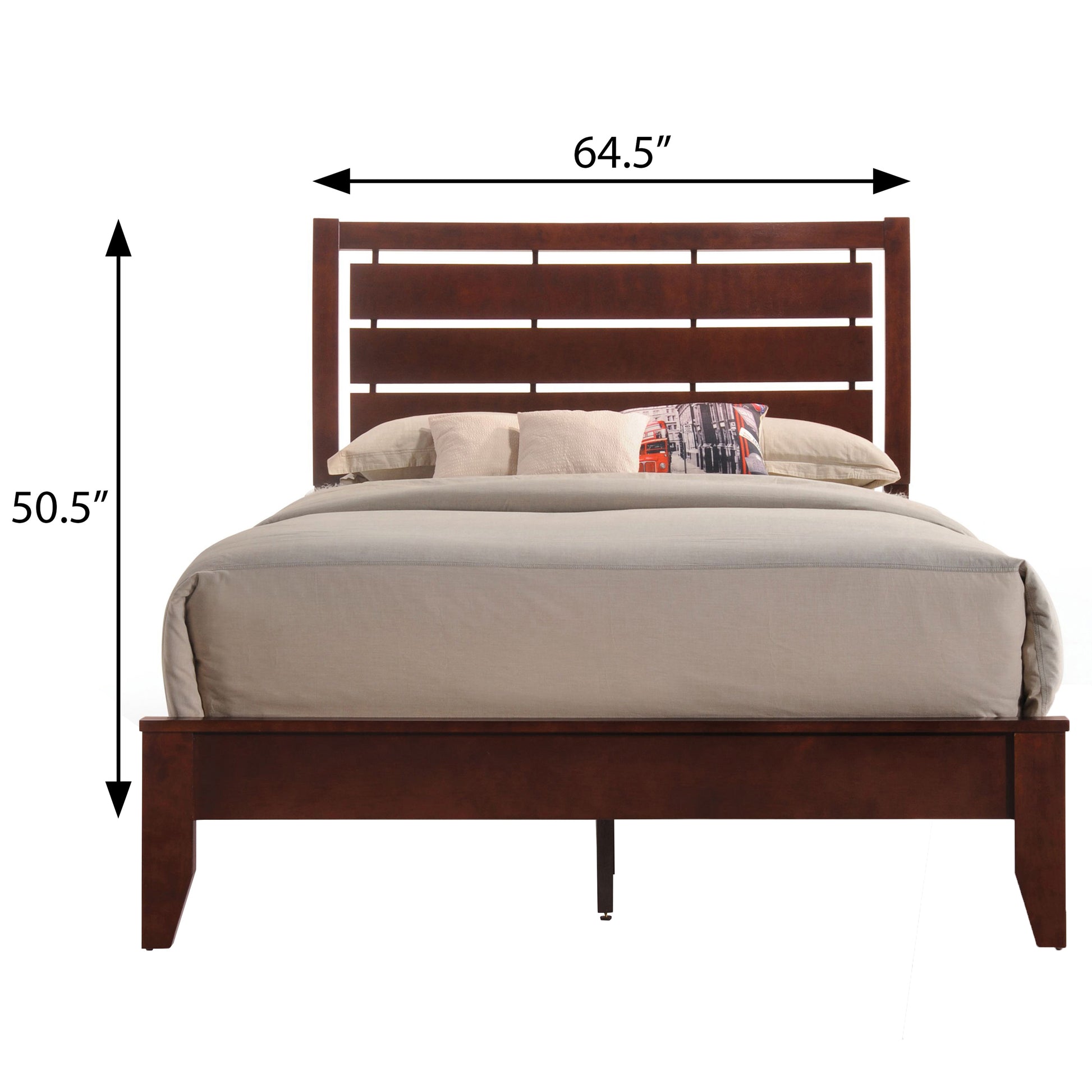 Brown Cherry Queen Sleigh Bed Box Spring Required Queen Cherry Wood Brown Bedroom Contemporary Panel Wood