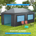 Outsunny 10' X 19.5' Pop Up Canopy Tent With Sidewalls, Height Adjustable Large Party Tent Event Shelter With Leg Weight Bags, Double Doors And Wheeled Carry Bag For Garden, Patio, Gray Gray Steel