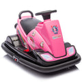 12V Kids Ride On Motor Bumper Car,Integrating System,Rotate 360 Degrees In Place,Collision Triggers Sound Effects And Lights,Four Wheel Waterfall Light,Cute Appearance Design For Kids Aged 3 5. Pink