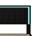 Full Size Led Bed Frame With 4 Storage Drawers, Smart Control Rgb Led Lights On Headboard, With Remote Control, Upholstered Adjustable Headbaord, Velvet Black Mdf Metal