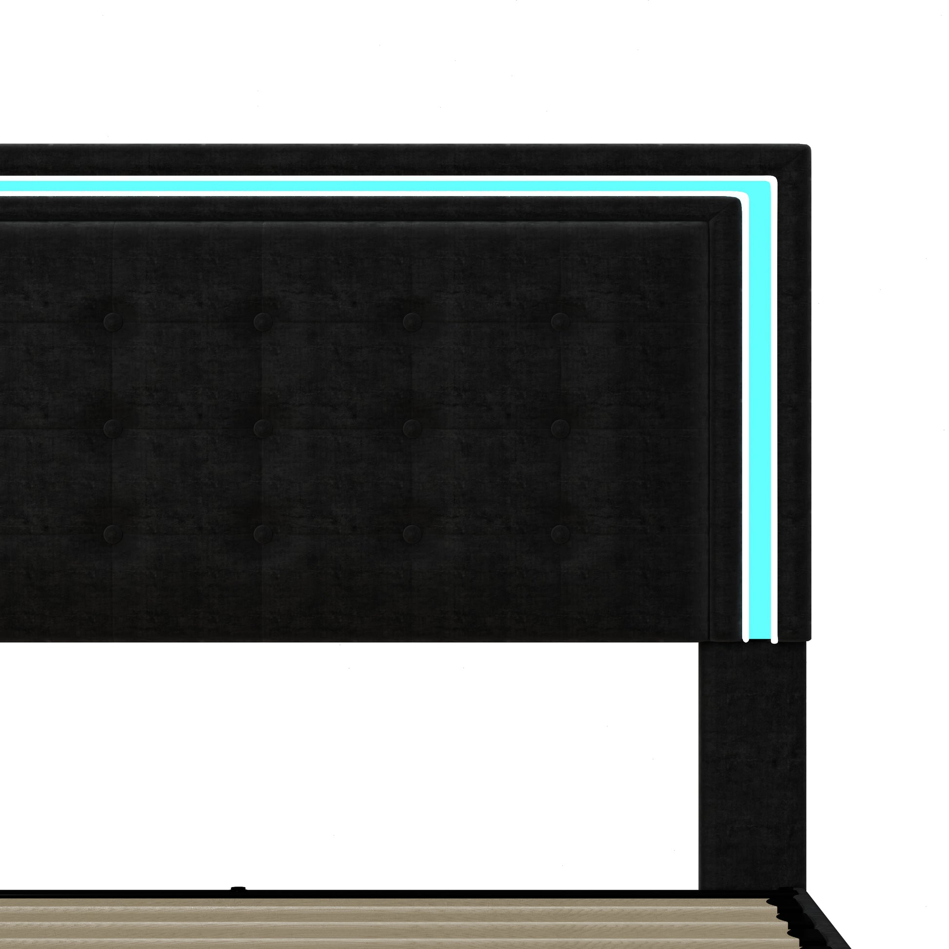 Full Size Led Bed Frame With 4 Storage Drawers, Smart Control Rgb Led Lights On Headboard, With Remote Control, Upholstered Adjustable Headbaord, Velvet Black Mdf Metal