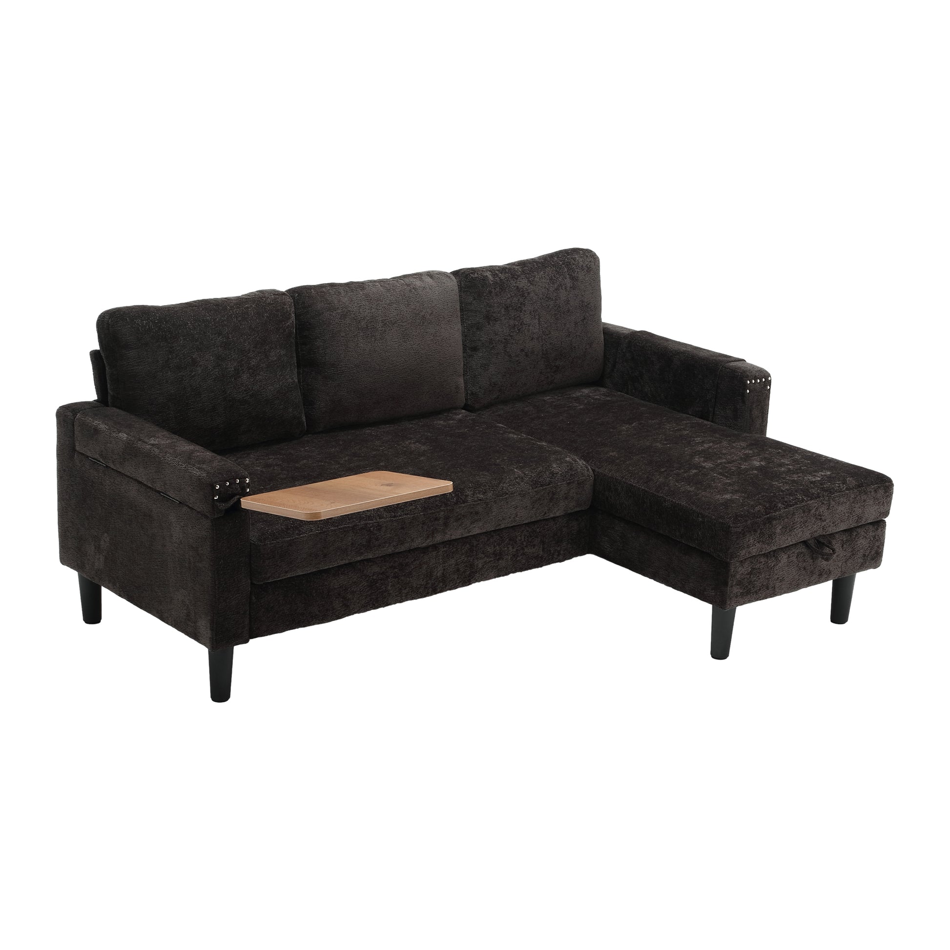 United Sectional Sofa Reversible Sectional Sleeper Sectional Sofa With Storage Chaise Black Chenille