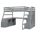 Full Size Loft Bed With 7 Drawers 2 Shelves And Desk Gray Full Gray Plywood