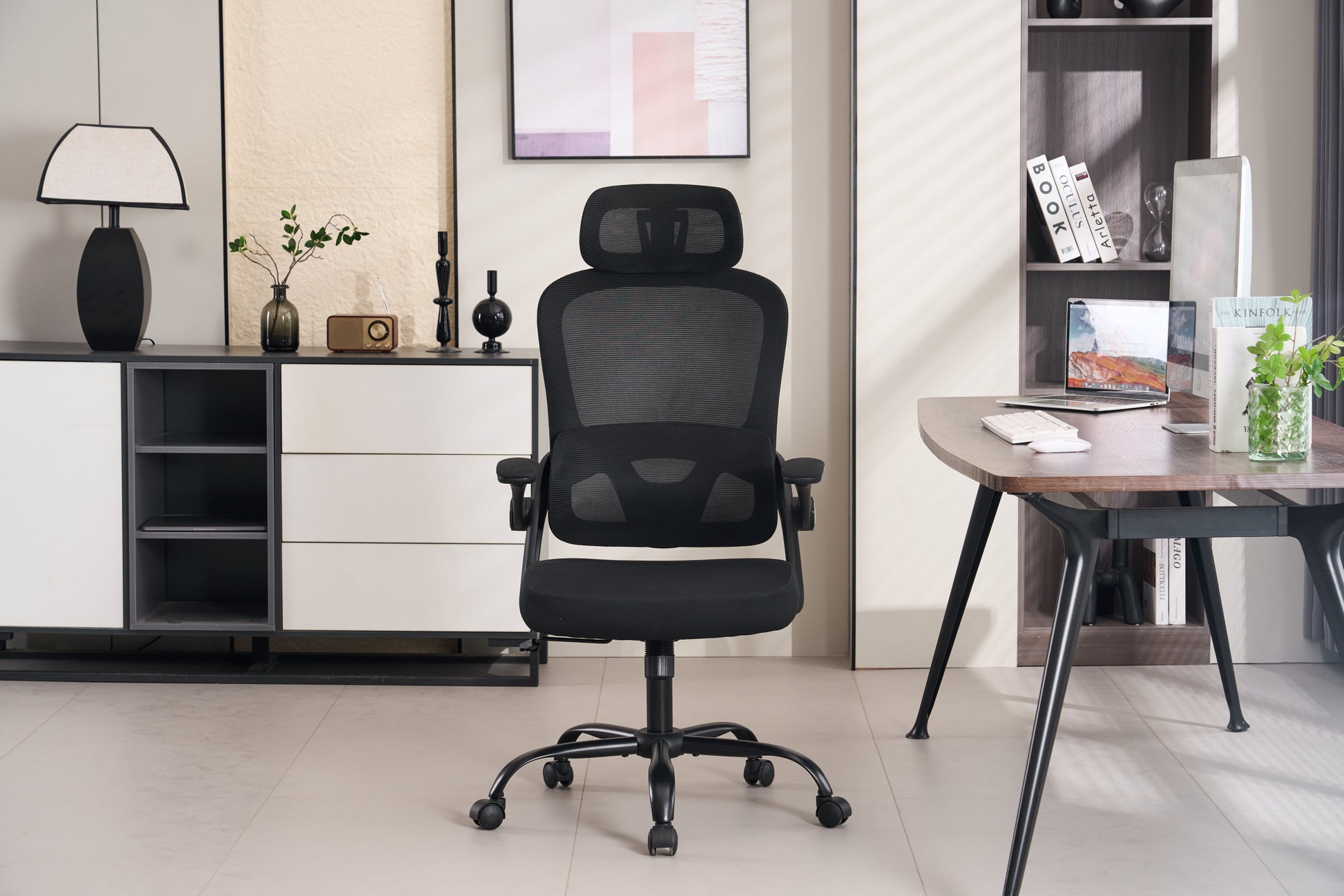 Ergonomic Mesh Office Chair, High Back Desk Chair With 3D Armrests, Up&Down Lumbar Support, Swivel Computer Task Chair With Adjustable 2D Headrest, Tilt Function Black Black Mesh