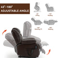 Dual Motor Infinite Position Up To 350 Lbs Electric Medium Size Genuine Leather Brown Power Lift Recliner Chair With 8 Point Vibration Massage And Lumbar Heating White Metal Primary Living Space Heavy Duty Pine Antique Brown Genuine Leather Power Remote