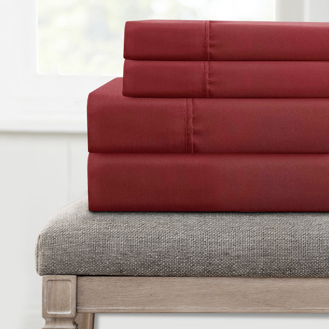 Lanester 4 Piece Deep Pocket Full Size Sheet Set The Urban Port, Red Red Microfiber