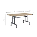 Oak And Sandy Black Dining Table With Metal Leg Oak Seats 6 Dining Room Farmhouse,Industrial Rectangular Wood Metal