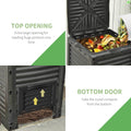 Outsunny Garden Compost Bin 80 Gallon Outdoor Large Capacity Composter Fast Create Fertile Soil Aerating Box, Easy Assembly, Black Black Plastic