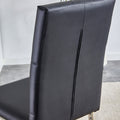 Table And Chair Set, Modern Dining Table, Tempered Glass Tabletop And Silver Colored Leg Table, Soft And Comfortable Dining Chair, Perfect For Dinner, Meetings, Home And Office Decor Black Seats 6 Glass