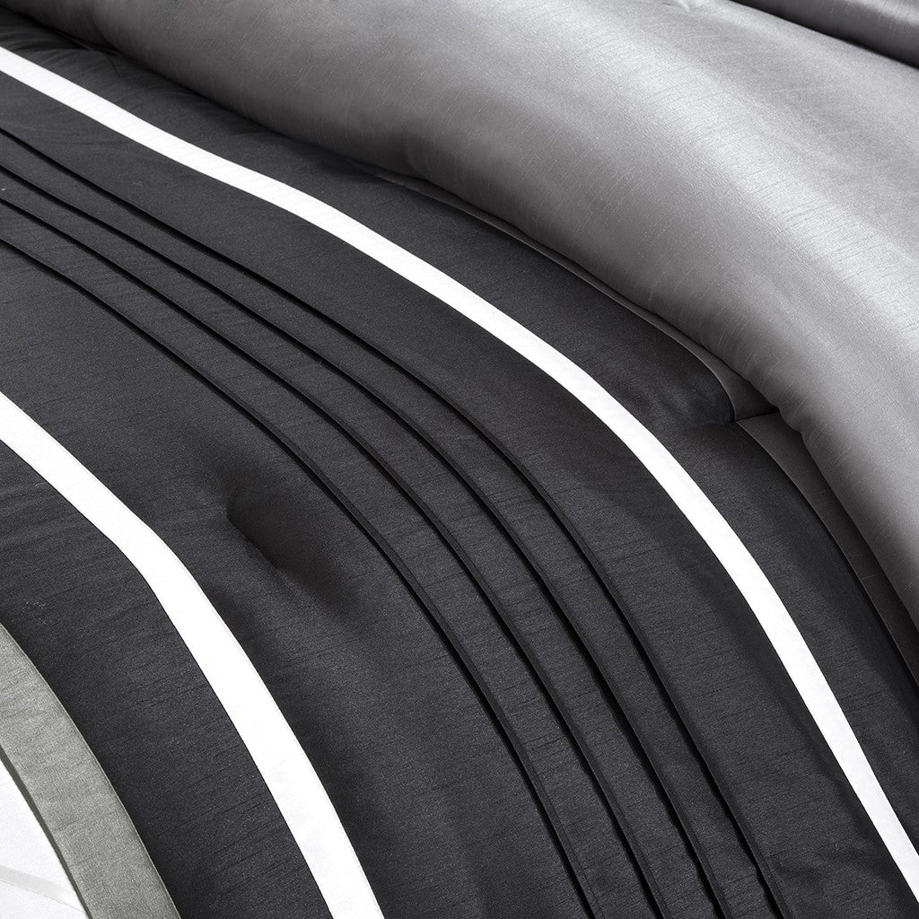 7 Piece Comforter Set Grey King King Grey Polyester