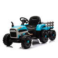 Ride On Tractor With Trailer,24V Battery Powered Electric Tractor Toy, 200W*2Motor 1.86 4.97Mph Remote Control,Electric Car For Kids,Three Speed Adjustable,Usb,Mp3 ,Bluetooth,Led Light, Safety Belt. Blue 50 99 Lbs Polypropylene