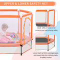 55'' Toddlers Trampoline With Safety Enclosure Net And Balls, Indoor Outdoor Mini Trampoline For Kids Orange Metal