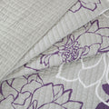 6 Piece Printed Cotton Quilt Set With Throw Pillows Taupe Grey Purple Full Queen Full Purple Cotton