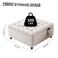 35 Inch Extra Large Storage Ottoman Coffee Table With Lift Top,Tufted Upholstered Ottoman For Living Room,Bedroom Ivory Wood Fabric