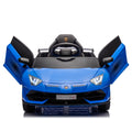 12V Kids Ride On Car W Parents Remote Control,Licensed Lamborghini Aventador Xago,Hydraulic Pressure Door,Slow Start,Early Education,Bluetooth,Adjustable Volume,Mp3,Usb,Led Lights For Kids Aged 3 8. Blue 50 99 Lbs Polypropylene