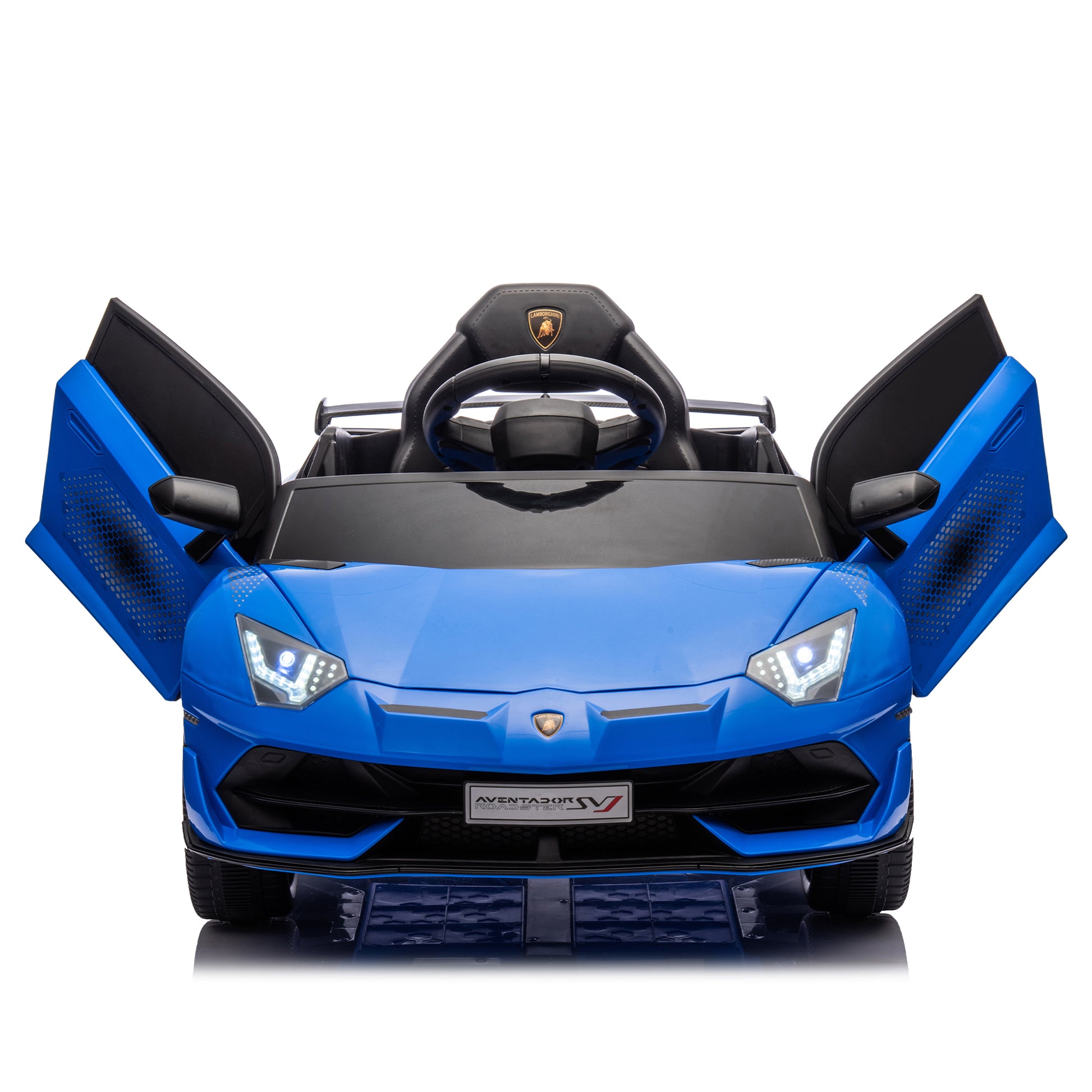 12V Kids Ride On Car W Parents Remote Control,Licensed Lamborghini Aventador Xago,Hydraulic Pressure Door,Slow Start,Early Education,Bluetooth,Adjustable Volume,Mp3,Usb,Led Lights For Kids Aged 3 8. Blue 50 99 Lbs Polypropylene