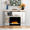 44'' W Electric Fireplace With Silver Mirrored Mantel Silver 400 Primary Living Space Modern Yes Freestanding Metal Synthetic Wood Mirror Electric