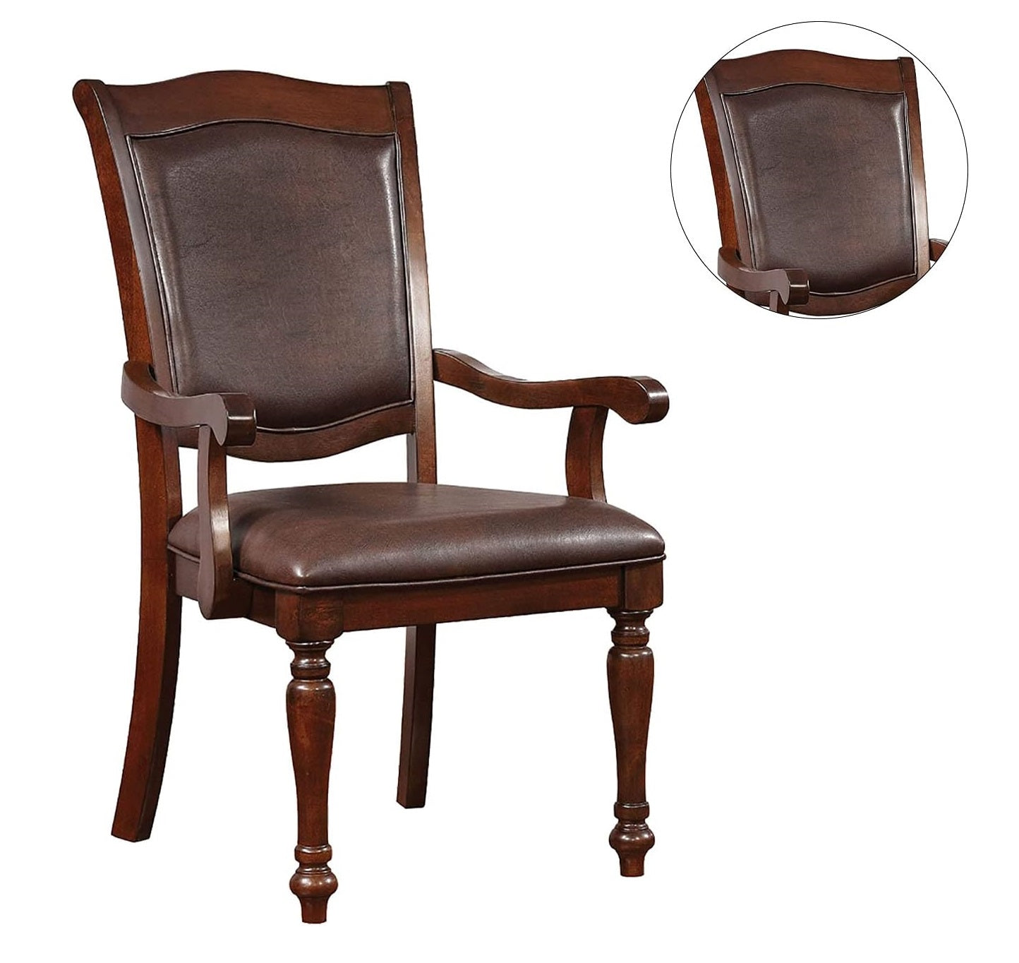 Luxurious Traditional Dining Chairs Brown Cherry Solid Wood Espressoseat Set Of 2Pc Arm Chairs Turned Legs Kitchen Dining Room Cherry,Espresso Brown Dining Room Traditional Dining Chairs Solid Back Solid Wood